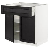 METOD / MAXIMERA base cabinet with drawer/2 doors, white/Lerhyttan black stained, 80x60 cm