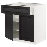 METOD / MAXIMERA base cabinet with drawer/2 doors, white/Lerhyttan black stained, 80x60 cm
