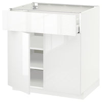 METOD / MAXIMERA base cabinet with drawer/2 doors, white/Ringhult white, 80x60 cm