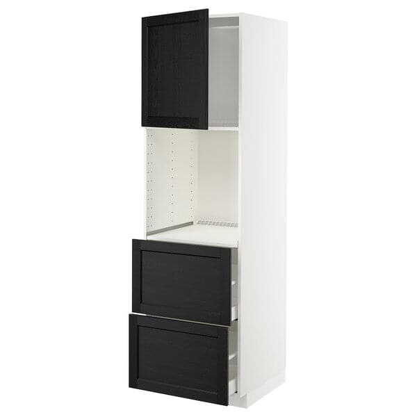 METOD / MAXIMERA - Hi cab f ov w dr/2 frnts/2 hi drwrs, white/Lerhyttan black stained , 60x60x200 cm - best price from Maltashopper.com 89469225