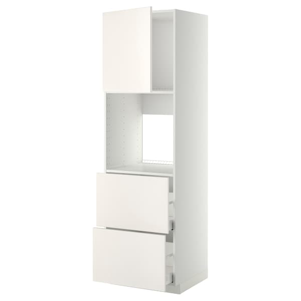 Ikea METOD / MAXIMERA - Hi cab f ov w dr/2 frnts/2 hi drwrs, white/Veddinge white, 60x60x200 cm