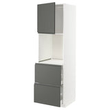 METOD / MAXIMERA hi cab f ov w dr/2 frnts/2 hi drwrs, white/Voxtorp dark grey, 60x60x200 cm