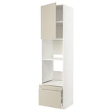 METOD / MAXIMERA hi cab f ov/combi ov w dr/2 drwrs, white/Havstorp beige, 60x60x240 cm