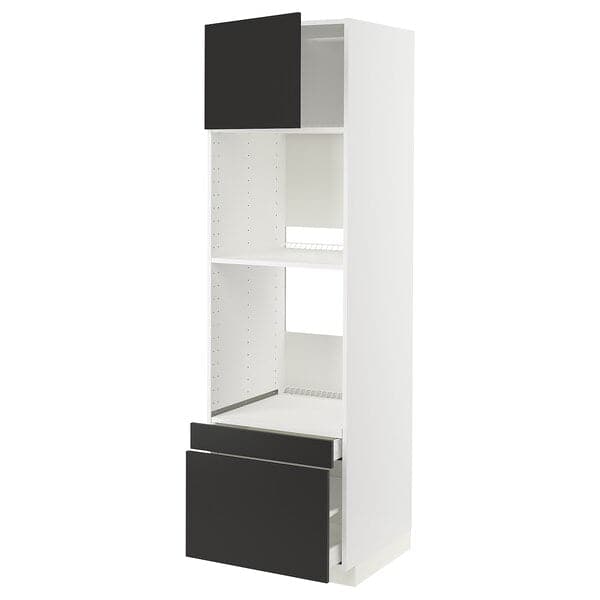 Ikea METOD / MAXIMERA - Hi cab f ov/combi ov w dr/2 drwrs, white/Nickebo matt anthracite , 60x60x200 cm