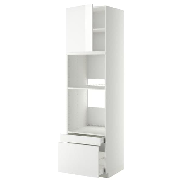 Ikea METOD / MAXIMERA - Hi cab f ov/combi ov w dr/2 drwrs, white/Ringhult white, 60x60x220 cm