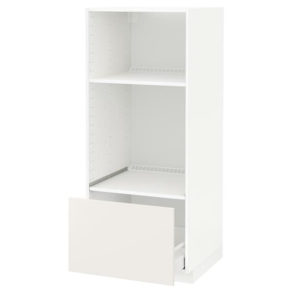 METOD / MAXIMERA - High cab for oven/micro w drawer, white/Veddinge white, 60x60x140 cm - best price from Maltashopper.com 19118995