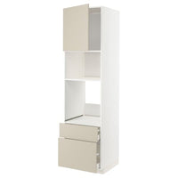 METOD / MAXIMERA high cabinet f built-in appliances, white/Havstorp beige, 60x60x220 cm