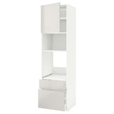 METOD / MAXIMERA high cabinet f built-in appliances, white/Ringhult light grey, 60x60x220 cm