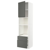METOD / MAXIMERA high cabinet f built-in appliances, white/Voxtorp dark grey, 60x60x240 cm