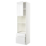 METOD / MAXIMERA high cabinet f built-in appliances, white/Voxtorp high-gloss/white, 60x60x240 cm
