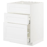 METOD / MAXIMERA base cab f sink+3 fronts/2 drawers, white/Axstad matt white, 60x60 cm