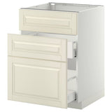 METOD / MAXIMERA base cab f sink+3 fronts/2 drawers, white/Bodbyn off-white, 60x60 cm