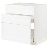 METOD / MAXIMERA base cab f sink+3 fronts/2 drawers, white Enköping/white wood effect, 80x60 cm