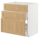 METOD / MAXIMERA base cab f sink+3 fronts/2 drawers, white/Forsbacka oak, 80x60 cm