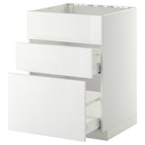 METOD / MAXIMERA base cab f sink+3 fronts/2 drawers, white/Ringhult white, 60x60 cm
