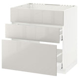 METOD / MAXIMERA base cab f sink+3 fronts/2 drawers, white/Ringhult light grey, 80x60 cm