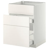 METOD / MAXIMERA base cab f sink+3 fronts/2 drawers, white/Veddinge white, 60x60 cm