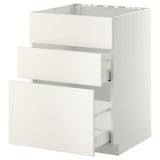 METOD / MAXIMERA base cab f sink+3 fronts/2 drawers, white/Veddinge white, 60x60 cm