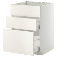 METOD / MAXIMERA base cab f sink+3 fronts/2 drawers, white/Veddinge white, 60x60 cm