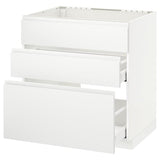 METOD / MAXIMERA base cab f sink+3 fronts/2 drawers, white/Voxtorp matt white, 80x60 cm