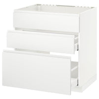 METOD / MAXIMERA base cab f sink+3 fronts/2 drawers, white/Voxtorp matt white, 80x60 cm