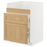 METOD / MAXIMERA base cb f HAVSEN snk/3 frnts/2 drws, white/Forsbacka oak, 60x60 cm