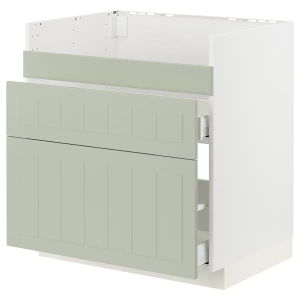 METOD / MAXIMERA - Base cb f HAVSEN snk/3 frnts/2 drws, white/Stensund light green, 80x60 cm - best price from Maltashopper.com 19487280