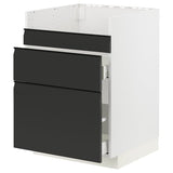 METOD / MAXIMERA base cb f HAVSEN snk/3 frnts/2 drws, white/Upplöv matt anthracite, 60x60 cm