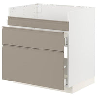 METOD / MAXIMERA base cb f HAVSEN snk/3 frnts/2 drws, white/Upplöv matt dark beige, 80x60 cm