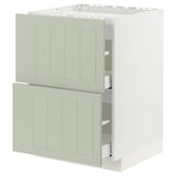 METOD / MAXIMERA base cab f hob/2 fronts/2 drawers, white/Stensund light green, 60x60 cm