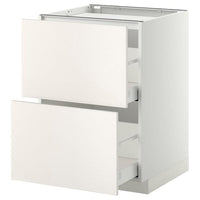 METOD / MAXIMERA base cab f hob/2 fronts/2 drawers, white/Veddinge white, 60x60 cm