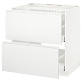 METOD / MAXIMERA base cab f hob/2 fronts/2 drawers, white/Voxtorp matt white, 80x60 cm