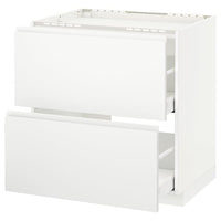 METOD / MAXIMERA base cab f hob/2 fronts/2 drawers, white/Voxtorp matt white, 80x60 cm