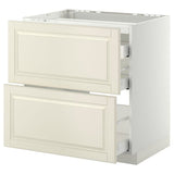 METOD / MAXIMERA base cab f hob/2 fronts/3 drawers, white/Bodbyn off-white, 80x60 cm