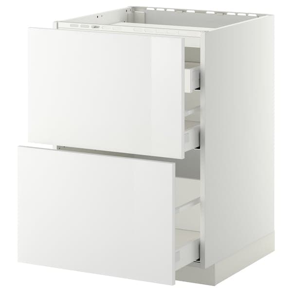 Ikea METOD / MAXIMERA - Base cab f hob/2 fronts/3 drawers, white/Ringhult white, 60x60 cm