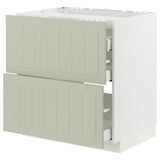 METOD / MAXIMERA base cab f hob/2 fronts/3 drawers, white/Stensund light green, 80x60 cm