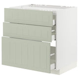 METOD / MAXIMERA base cab f hob/3 fronts/3 drawers, white/Stensund light green, 80x60 cm