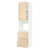 METOD / MAXIMERA high cabinet f oven+door/2 drawers, white/Askersund light ash effect, 60x60x240 cm