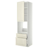 METOD / MAXIMERA high cabinet f oven+door/2 drawers, white/Bodbyn off-white, 60x60x220 cm