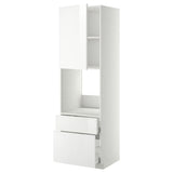 METOD / MAXIMERA high cabinet f oven+door/2 drawers, white/Ringhult white, 60x60x200 cm