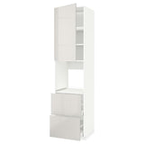 METOD / MAXIMERA high cabinet f oven+door/2 drawers, white/Ringhult light grey, 60x60x240 cm