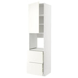 METOD / MAXIMERA high cabinet f oven+door/2 drawers, white/Vallstena white, 60x60x240 cm