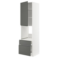 METOD / MAXIMERA high cabinet f oven+door/2 drawers, white/Voxtorp dark grey, 60x60x220 cm