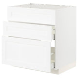 METOD / MAXIMERA base cab f hob/int extractor w drw, white Enköping/white wood effect, 80x60 cm