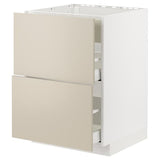 METOD / MAXIMERA base cab f hob/int extractor w drw, white/Havstorp beige, 60x60 cm