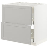 METOD / MAXIMERA base cab f hob/int extractor w drw, white/Lerhyttan light grey, 80x60 cm