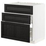 METOD / MAXIMERA base cab f hob/int extractor w drw, white/Lerhyttan black stained, 80x60 cm