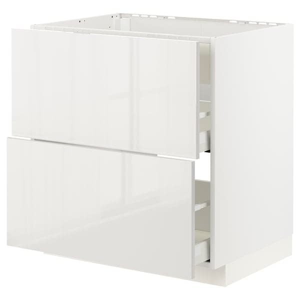 Ikea METOD / MAXIMERA - Base cab f hob/int extractor w drw, white/Ringhult light grey , 80x60 cm