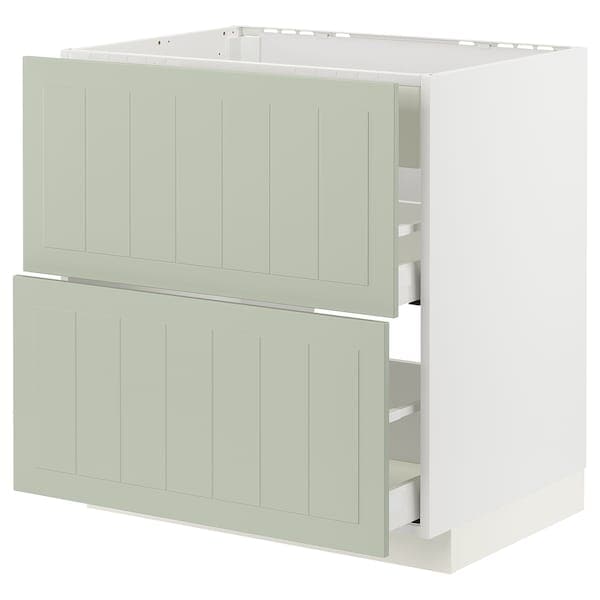 METOD / MAXIMERA - Base cab f hob/int extractor w drw, white/Stensund light green, 80x60 cm - best price from Maltashopper.com 29487029