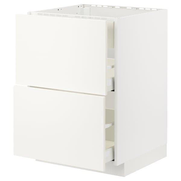 METOD / MAXIMERA - Base cab f hob/int extractor w drw, white/Veddinge white, 60x60 cm - best price from Maltashopper.com 29477799